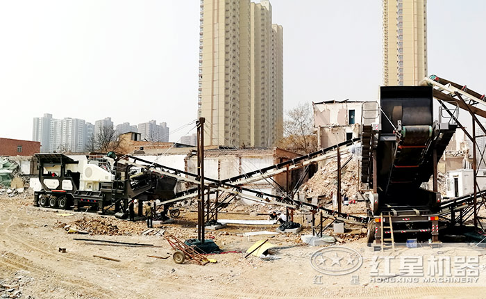时产200吨建筑垃圾破碎机实现多机组合作业