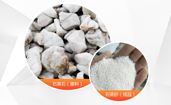 石英砂制砂机加工前后对比
