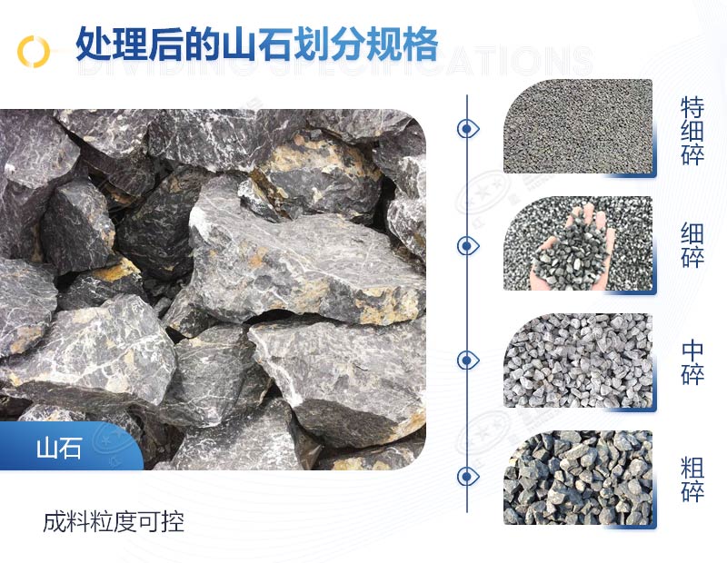 山石破碎后规格众多