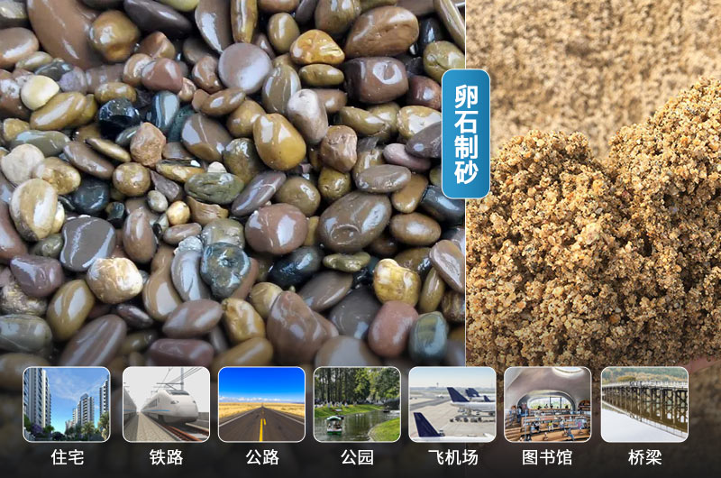 卵石制砂前后及应用领域