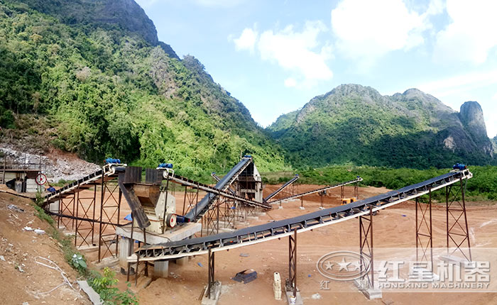 斯里兰卡时产200吨建筑骨料破碎生产线现场实拍