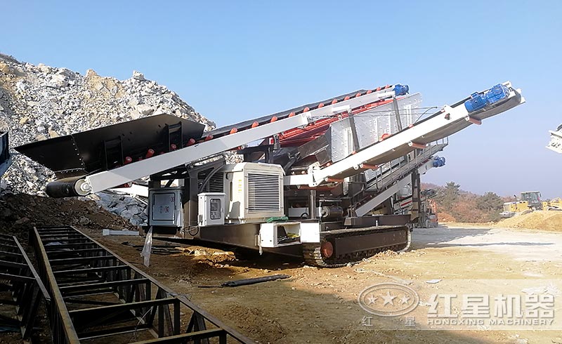 建筑垃圾移动粉碎制砂机粉碎废弃渣土、混凝土块、砖渣效果好